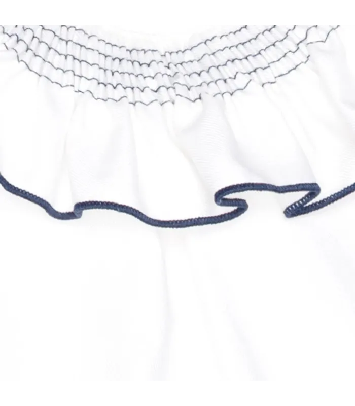 Detalles del conjunto falda niña marino tartán algodón blusa blanca cuello fruncido falda vuelo elegante invierno