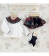 Conjunto Pololo Marino bebé tartán algodón blusa blanca cuello fruncido lazo elegante invierno