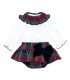 Conjunto Pololo Marino bebé tartán algodón blusa blanca cuello fruncido lazo elegante invierno en fondo blanco