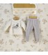 Conjunto Polaina bebé gris dibujo dinosaurio infantil textura suave invierno