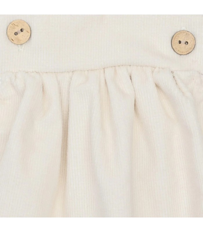 Diseño del Peto Bebé Crudo algodón con tirantes botones madera tejido suave bombacho