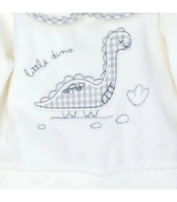 Detalles del conjunto polaina bebé gris cuello dibujo dinosaurio suave invierno