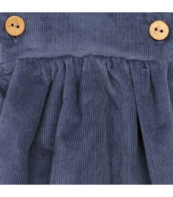 Diseño del Peto Bebé Tejano algodón azul con tirantes botones madera tejido suave bombacho