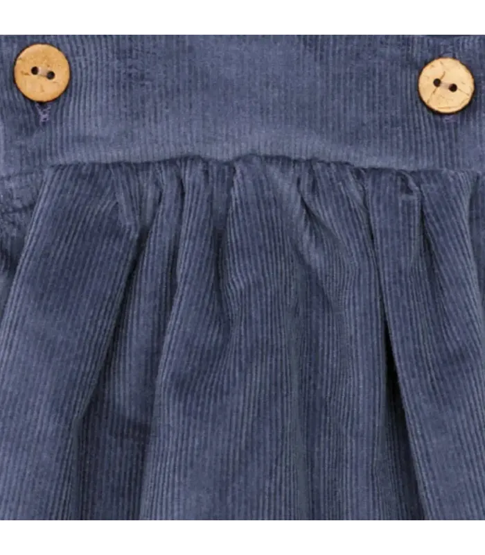 Diseño del Peto Bebé Tejano algodón azul con tirantes botones madera tejido suave bombacho