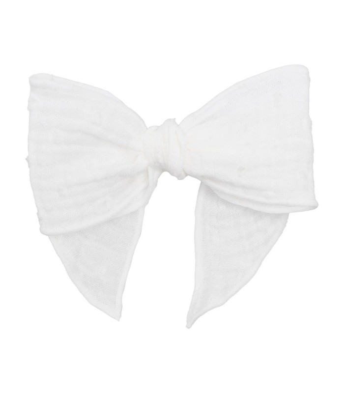 Lazo Pelo Bebé Natural algodón bambula lazada grande con pinza textura suave en fondo blanco