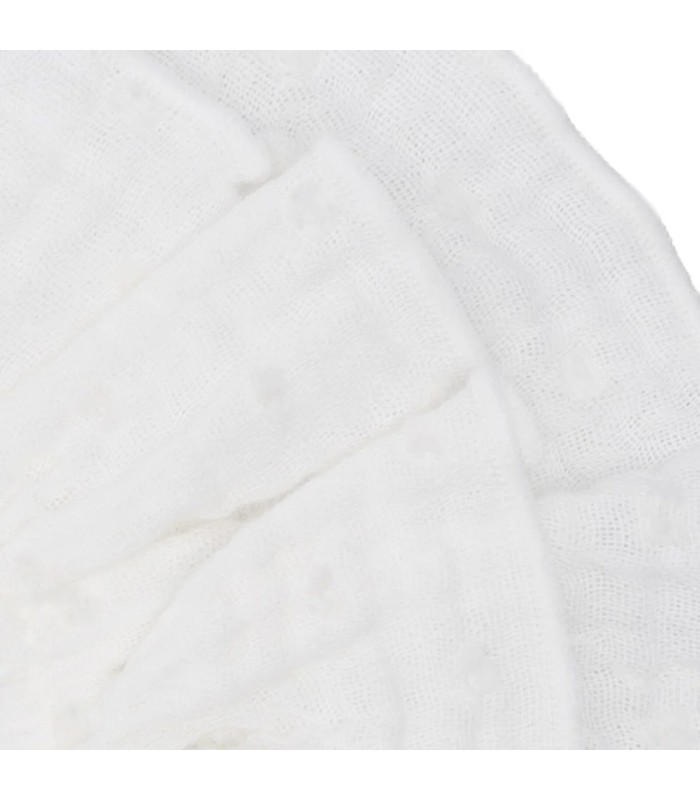 Detalles del diseño del Babero Volante Bebé Natural algodón bambula forma circular fruncido elegante