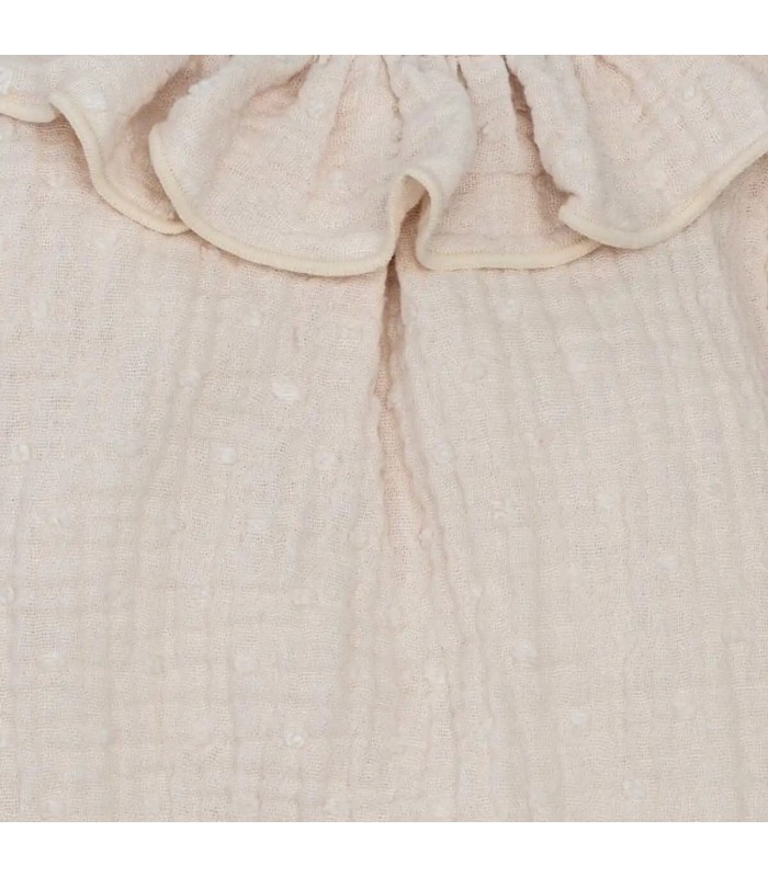 Dealles del diseño del Pelele Bebé Arena algodón bambula cuello volante fruncido detalle botones inferiores