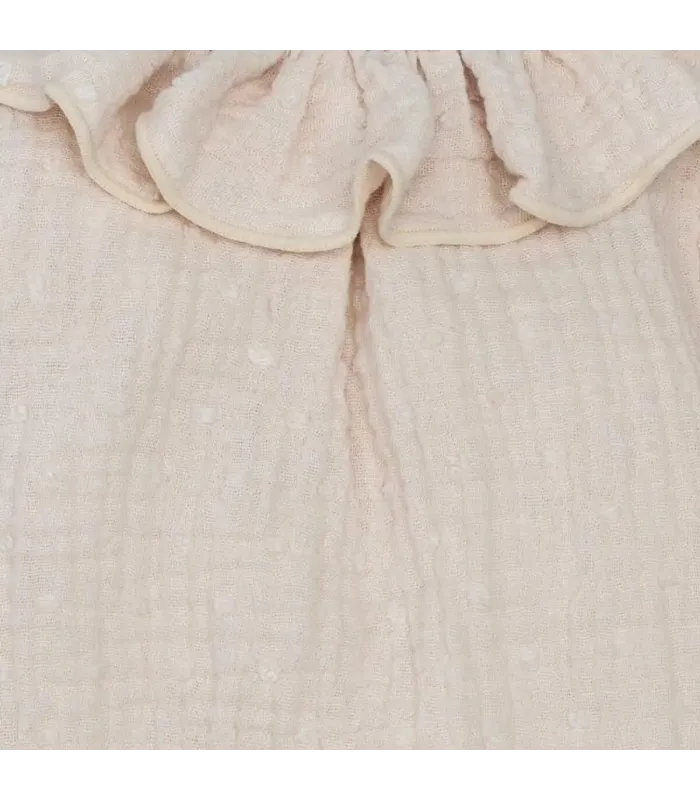 Dealles del diseño del Pelele Bebé Arena algodón bambula cuello volante fruncido detalle botones inferiores