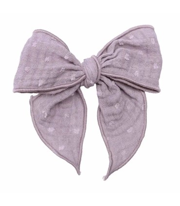Lazo Pelo Bebé Malva algodón bambula lazada grande con pinza textura suave en fondo blanco