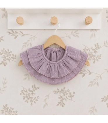 Babero Volante Bebé Malva algodón bambula forma circular fruncido elegante