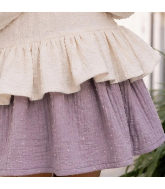 Niña con la Falda Pantalón Niña Malva algodón bambula cintura elástica fruncida vuelo ligero