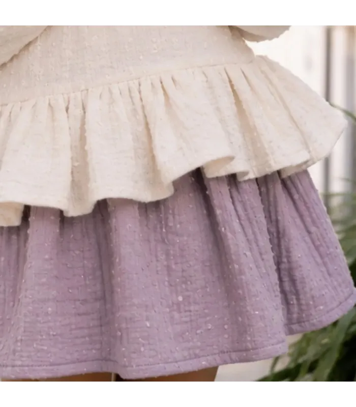 Niña con la Falda Pantalón Niña Malva algodón bambula cintura elástica fruncida vuelo ligero