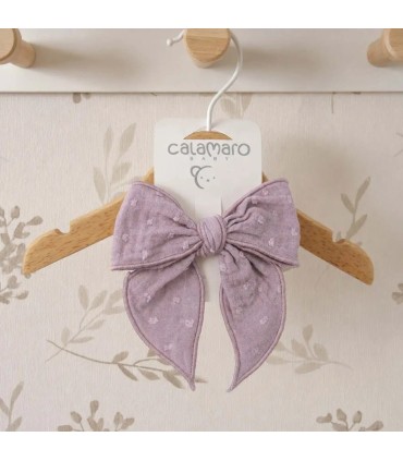 Lazo Pelo Bebé Malva algodón bambula lazada grande con pinza textura suave
