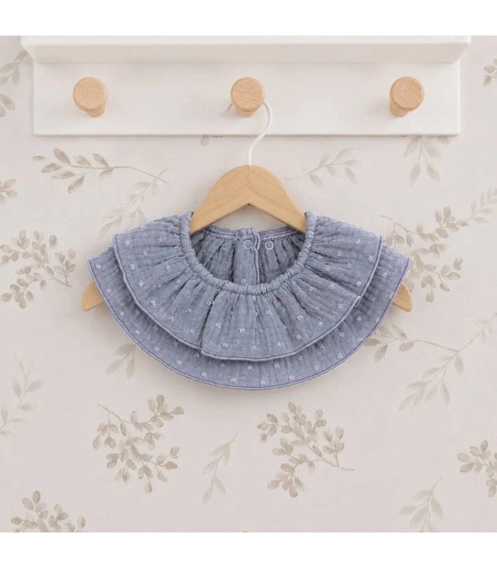 Babero Volante Bebé Denim algodón bambula forma circular fruncido elegante