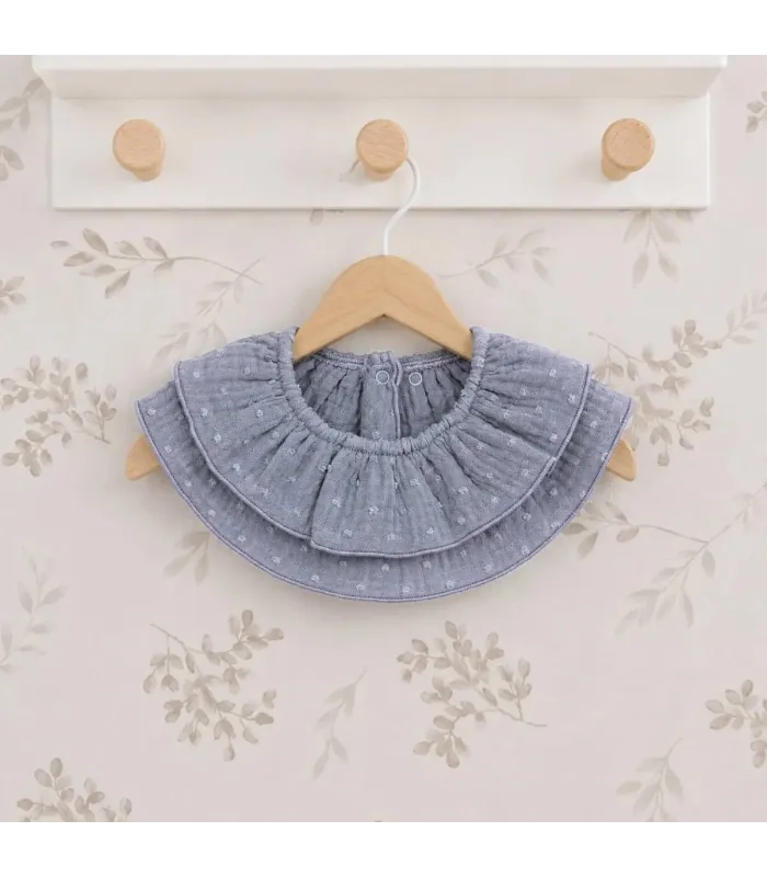 Babero Volante Bebé Denim algodón bambula forma circular fruncido elegante