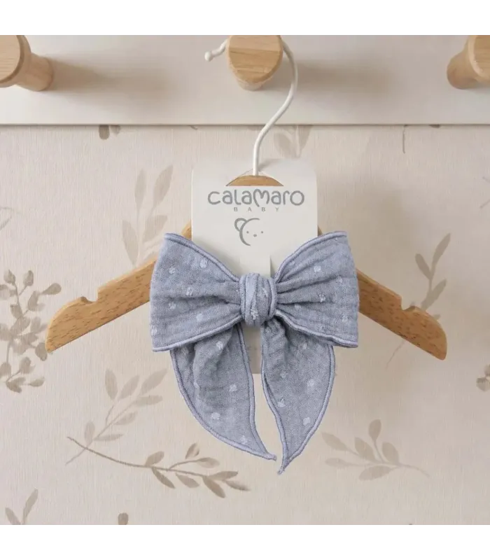 Lazo Pelo Bebé Denim algodón bambula lazada grande con pinza textura suave