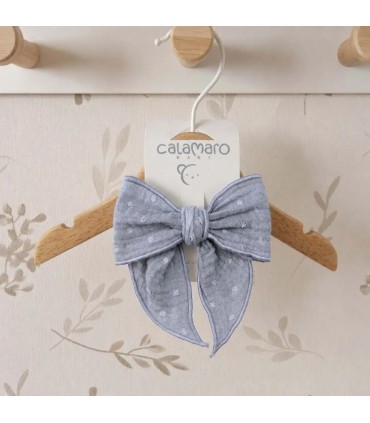 Lazo Pelo Bebé Denim algodón bambula lazada grande con pinza textura suave
