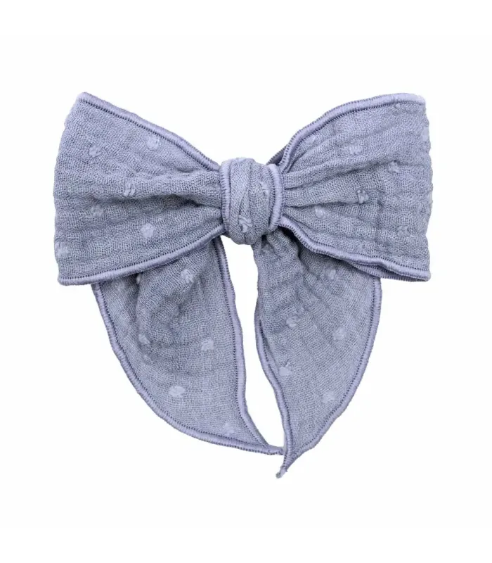 Lazo Pelo Bebé Denim algodón bambula lazada grande con pinza textura suave en fondo blanco