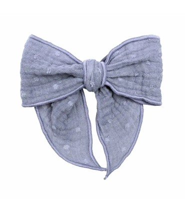 Lazo Pelo Bebé Denim algodón bambula lazada grande con pinza textura suave en fondo blanco