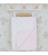 Arrullo reversible bebé rosa de algodón con estampado floral y reverso de rayas