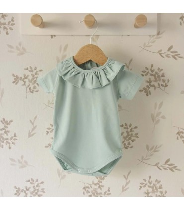 body bebé mint cuello volante amplio algodón suave detalle verano fresco elegante