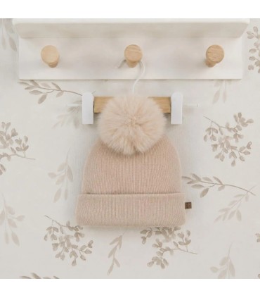 Gorro Bebé Arena tejido suave con pompón de pelo superior diseño cálido invierno