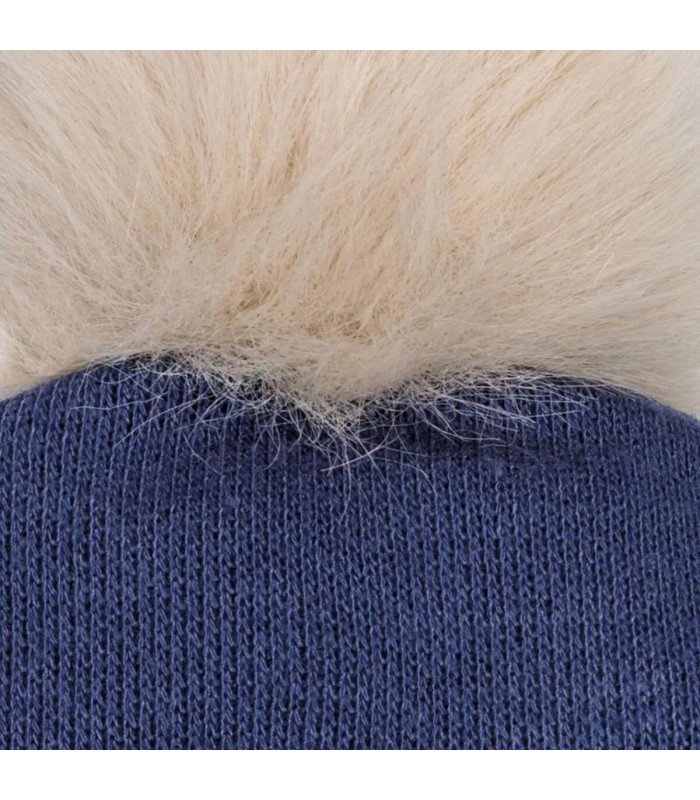 Detalle del Diseño Gorro Bebé Marino tejido suave con pompón de pelo superior diseño clásico invierno