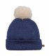 Gorro Bebé Marino tejido suave con pompón de pelo superior diseño clásico invierno en fondo blanco
