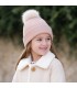 Niña con el Gorro Bebé Nude tejido suave con pompón de pelo superior diseño elegante invierno