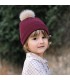 Niño con el Gorro Bebé Granate tejido suave con pompón de pelo superior diseño elegante invierno
