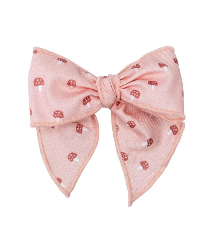 Lazo Pelo bebé rosa empolvado con estampado suave y pinza detalle delicado infantil en fondo blanco