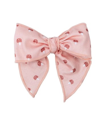 Lazo Pelo bebé rosa empolvado con estampado suave y pinza detalle delicado infantil en fondo blanco