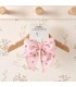 Lazo Pelo bebé rosa empolvado con estampado suave y pinza detalle delicado infantil