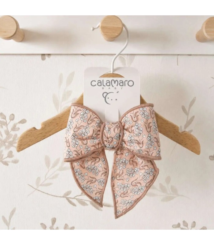 Lazo Pelo bebé rosa viejo estampado con pinza grande tejido suave detalle elegante