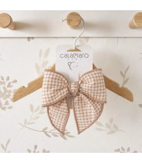 Lazo Pelo bebé rosa viejo vichy con pinza grande tejido suave estampado cuadros detalle elegante