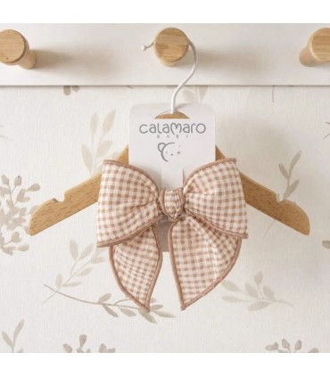 Lazo Pelo bebé rosa viejo vichy con pinza grande tejido suave estampado cuadros detalle elegante