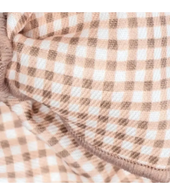 Detallaes del diseño del Lazo Pelo bebé rosa viejo vichy con pinza grande tejido suave estampado cuadros detalle elegante