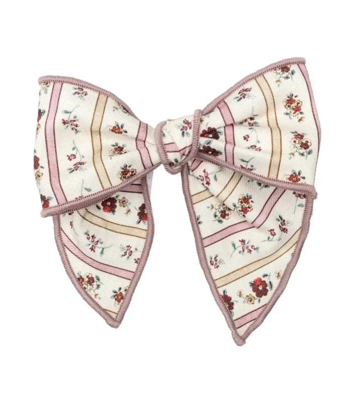 Lazo Pelo bebé nude floral pinza tela suave ribete rosa empolvado detalle elegante en fondo blanco