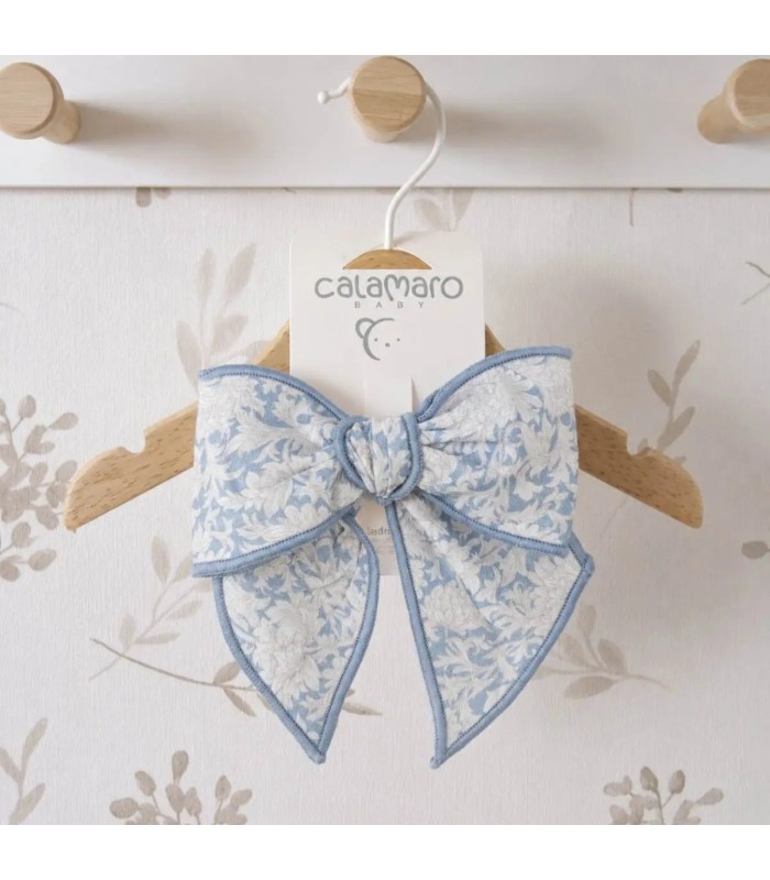 Lazo Pelo bebé azul toile algodón pinza estampado detalle elegante