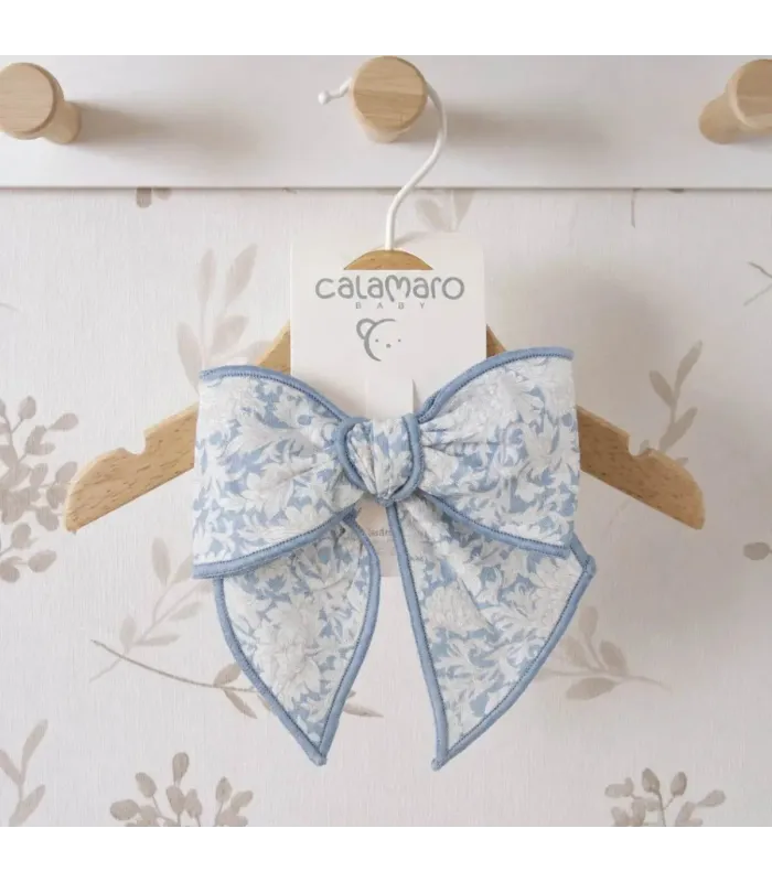Lazo Pelo bebé azul toile algodón pinza estampado detalle elegante