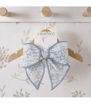 Lazo Pelo bebé azul toile algodón pinza estampado detalle elegante