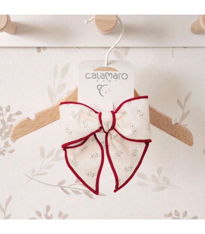 Lazo Pelo niña crudo algodón estampado pinza ribete contraste detalle