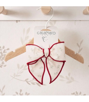 Lazo Pelo niña crudo algodón estampado pinza ribete contraste detalle