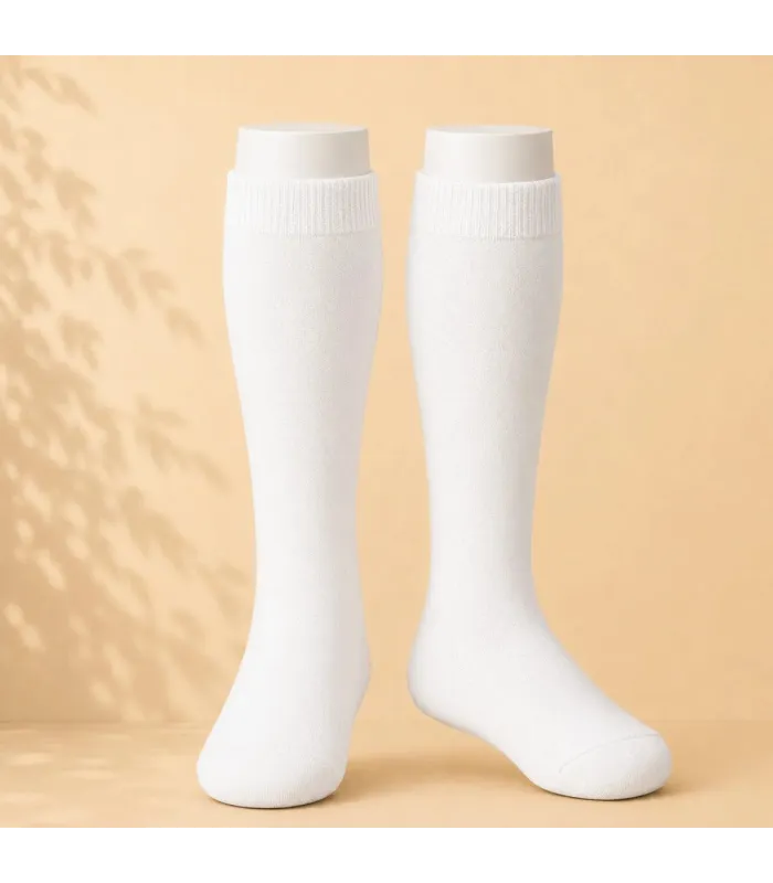 Calcetín Alto Liso Cóndor Blanco 200 de algodón para bebé y niño