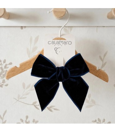 Lazo Pelo Bebé Marino Terciopelo pinza textura suave brillo elegante accesorio cabello invierno