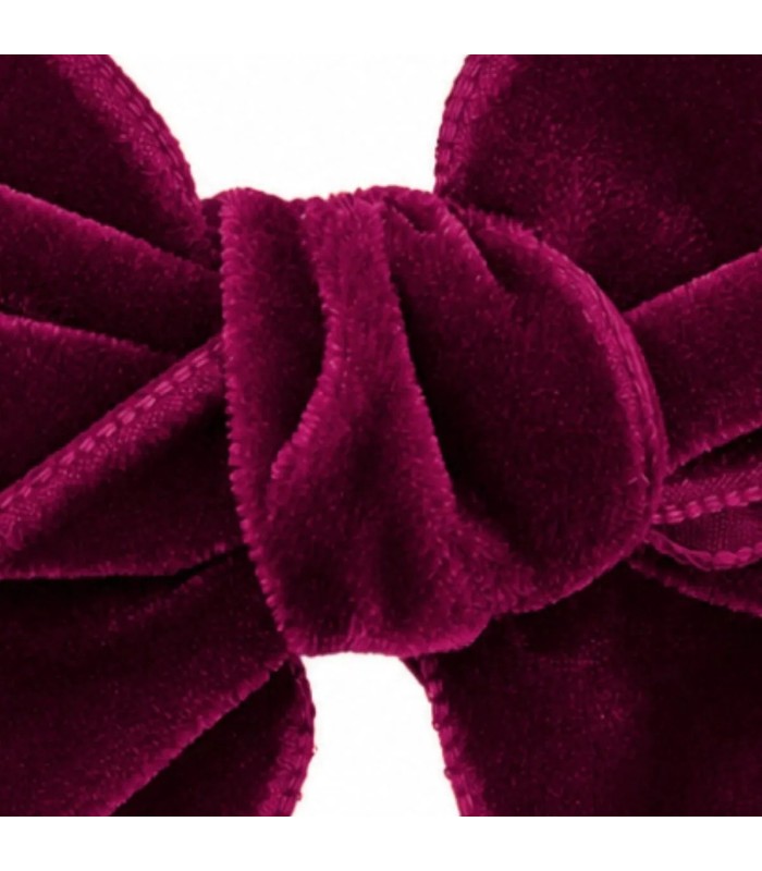 Detalle del Lazo Pelo Granate Bebé Terciopelo pinza suave brillo elegante accesorio cabello invierno