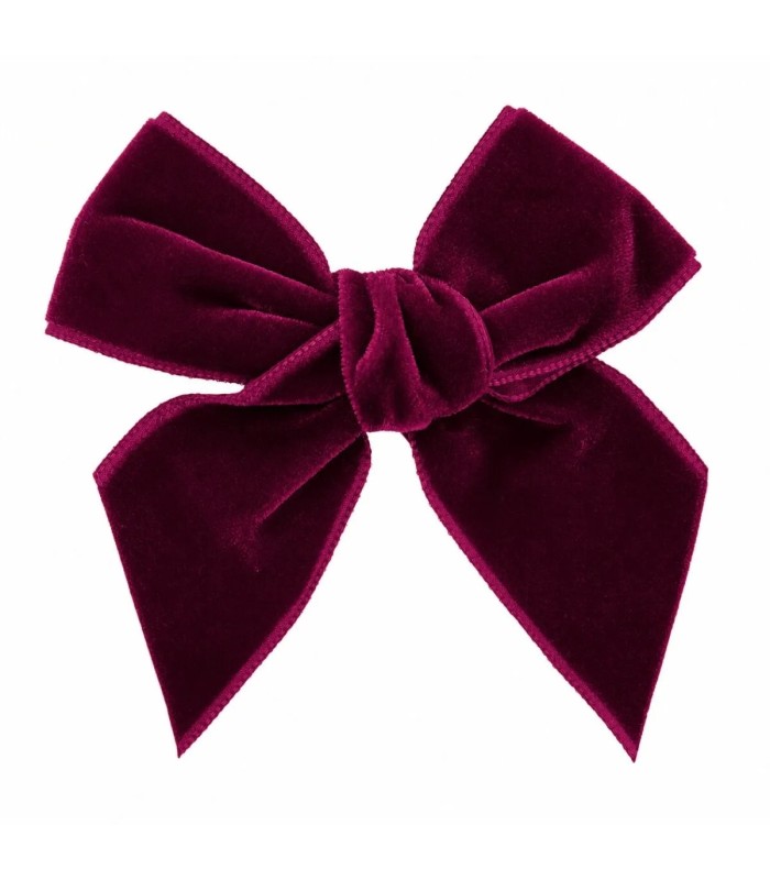 Lazo Pelo Granate Bebé Terciopelo pinza suave brillo elegante accesorio cabello invierno en fondo blanco