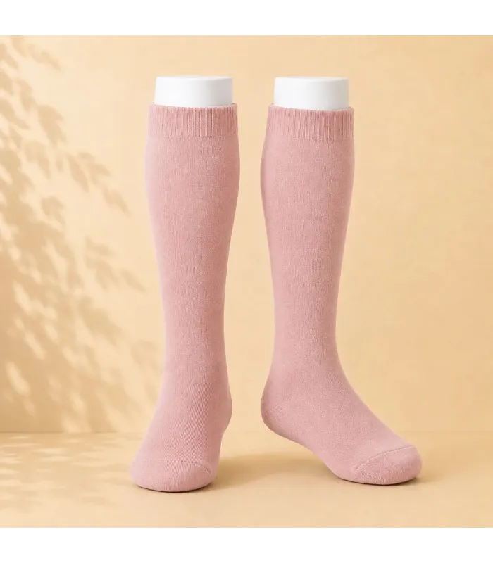 Calcetín Alto Liso Cóndor Rosa Palo 526 de algodón para bebé y niño