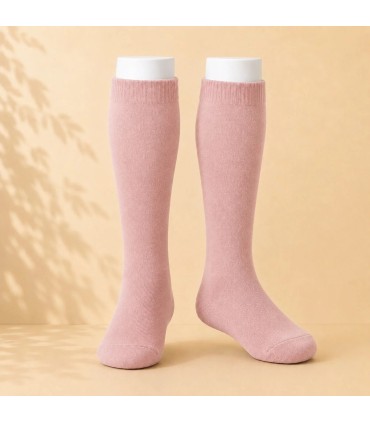 Calcetín Alto Liso Cóndor Rosa Palo 526 de algodón para bebé y niño