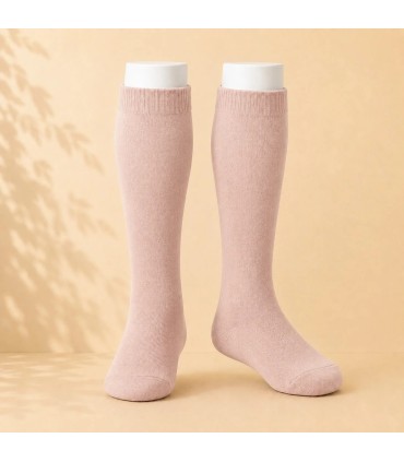 Calcetín Alto Liso Cóndor Rosa Empolvado 544 de algodón para bebé y niño